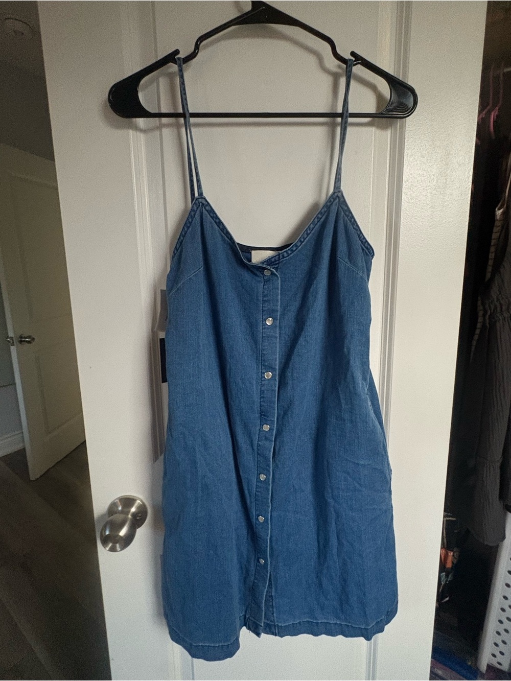 Free People Morgan, Indigo Button-Front Denim Mini Dress